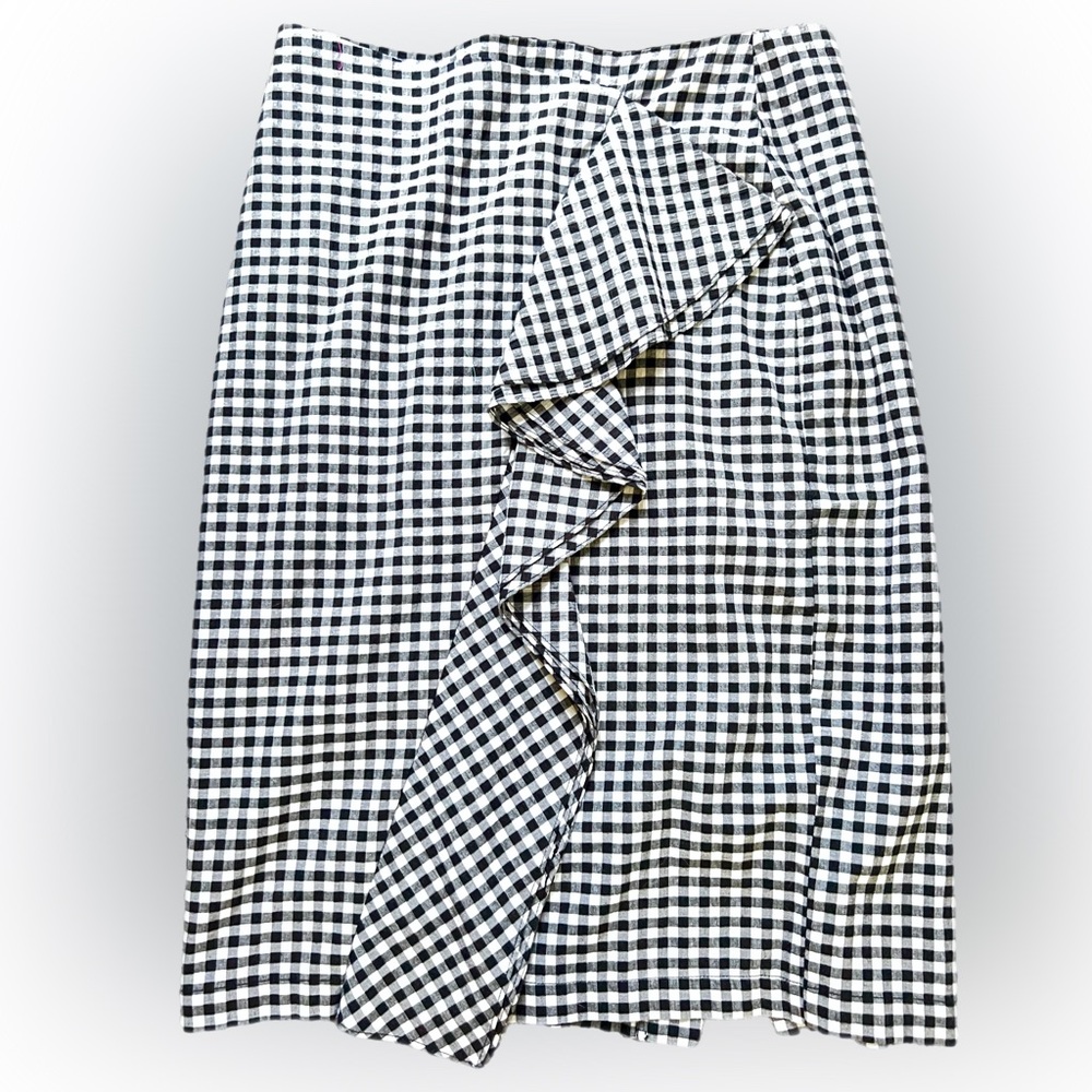 Sz 6 “Who What Where” black and white plaid , knee length pencil skirt